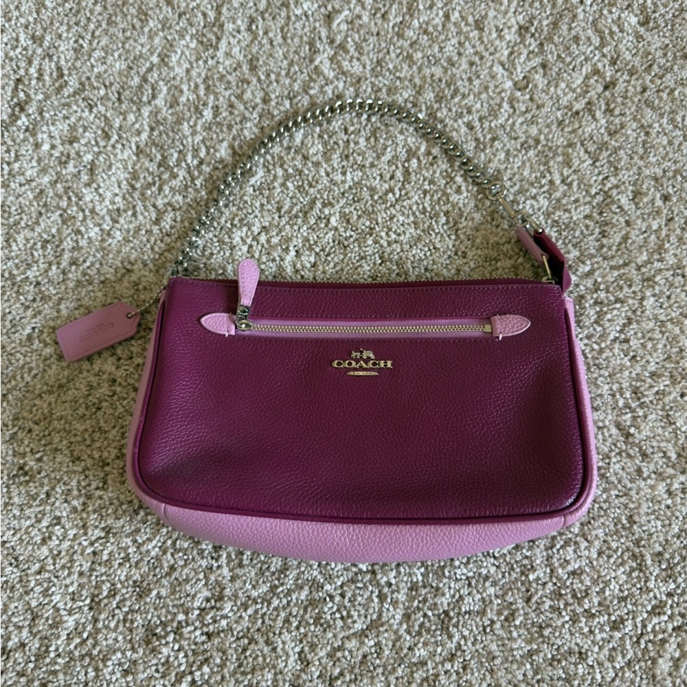 Coach Pink Leather Shoulder Bag with Classic Design